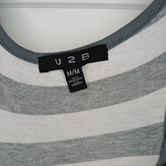 U2B Striped Maxi Dress White And Gray Size Medium Sleeveless - Picture 1 of 6